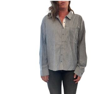 Modern Works Blue Striped Womens Shirt